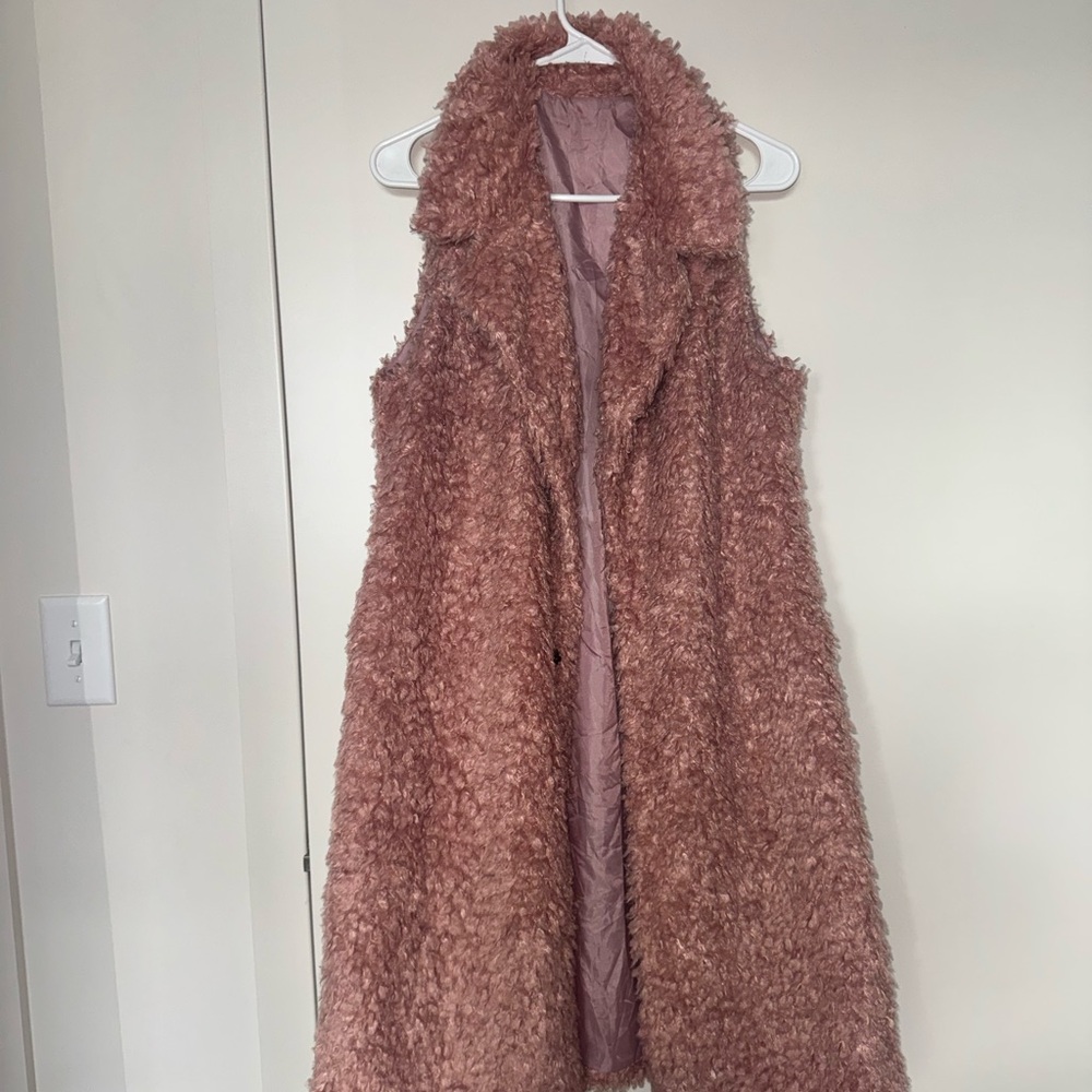 Fuzzy Pink Sleeveless Vest